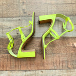 Vince Camuto Neon Green Ankle Strap Leather Heeled Sandals- Size 7 (see notes)