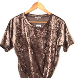 Charlotte Russe Crushed Velvet Tie Front Short Sleeve Top NWT- Size XS
