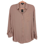 Express Truffle Pink Satin Boyfriend Shirt NWT- Size S