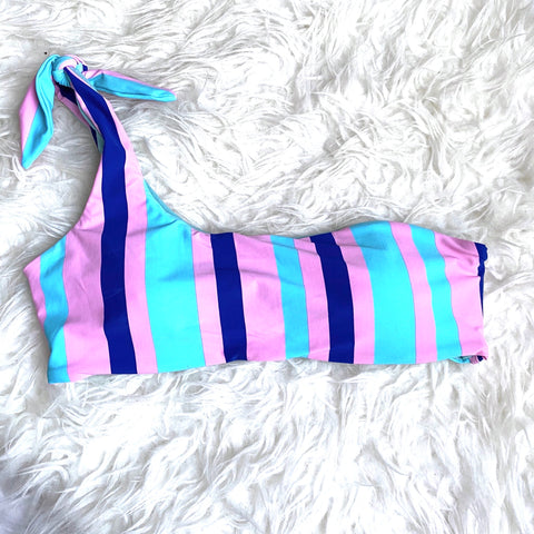 Envya Striped One Shoulder Bikini Top- Size S (TOP ONLY see notes)