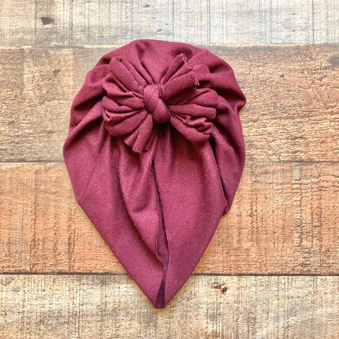 Bunny Knots Wine Bow Headwrap- Size NB