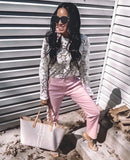 Cabi Pink Pencil Side Slit Trousers- Size 2 (Inseam 28", we have matching blazer)