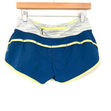 Lululemon Yellow and Blue Two Tone Speed Shorts- Size 4