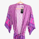 R. Vivimos Purple and Pink Printed Belted Kimono/Cover Up Dress Wrap NWT- Size S (4/6)
