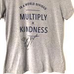 DaySpring Candace Collection Grey Graphic Tee "In A World Divided Multiply x Kindness" AUTOGRAPHED - Size XS