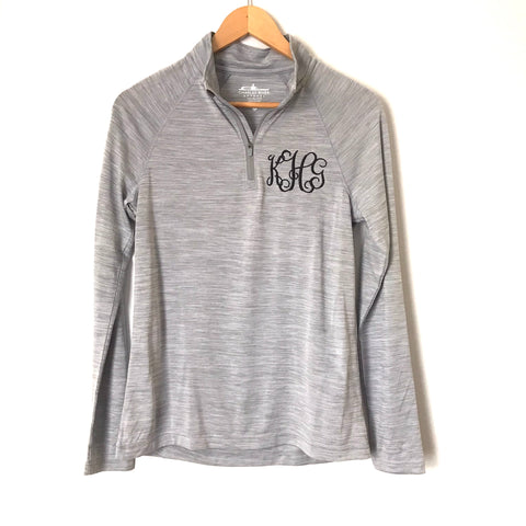 Charles River Monogramed " KHG” Heathered Grey 1/4 Zip Pullover- Size S