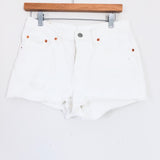 Levi's 501 White Distressed Cut Off Shorts- Size 28