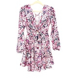 Michael Costello x Revolve Floral Print Front Twist Cut Out Open Back With Tie Dress NWT- Size S