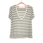 BP Ivory/Black Striped V-Neck Tee- Size S