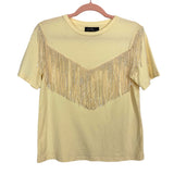 On Twelfth Yellow Sequins Fringe Tee- Size M