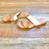 Dolce Vita Brown/White Two Band Slide Sandals - Size 9 (see notes)
