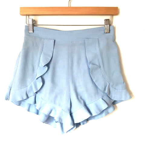 JOA Baby Blue Ruffle Shorts- Size XS