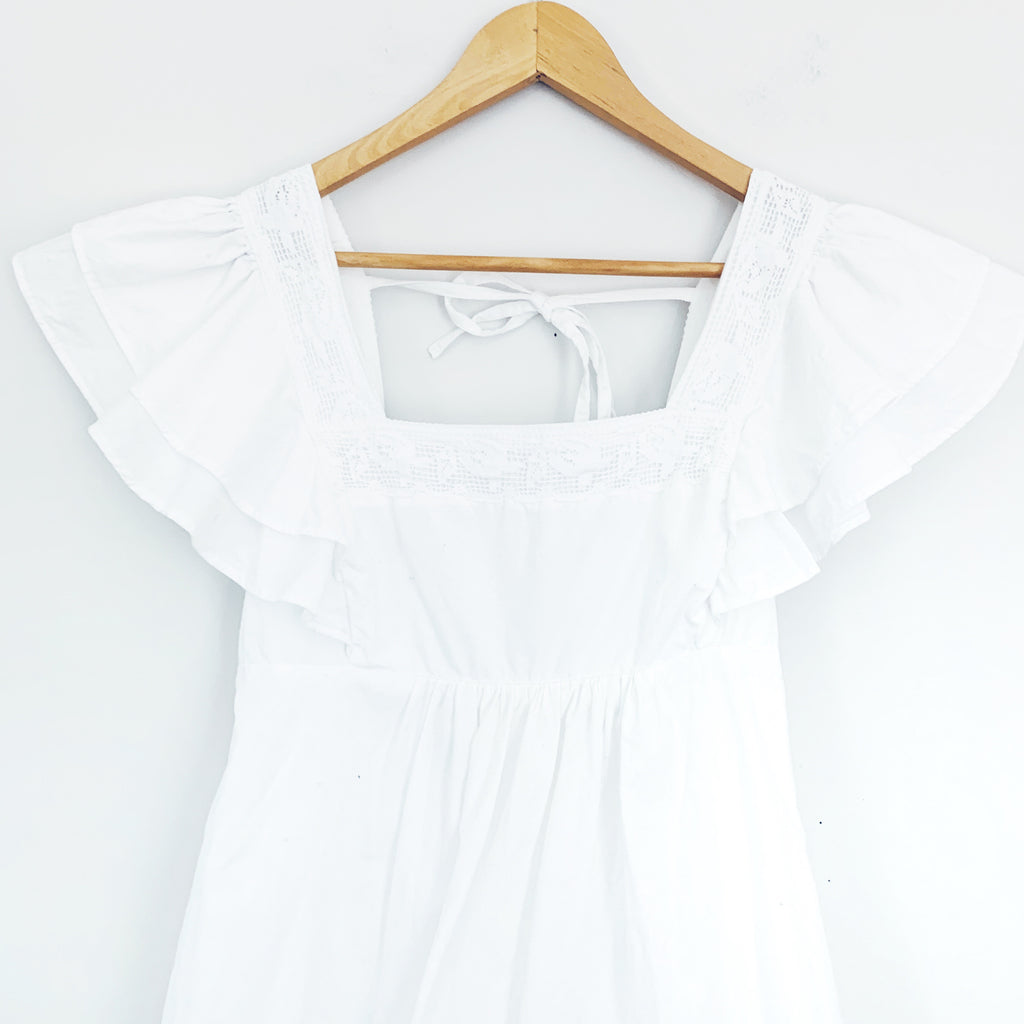 Urban Outfitters White Babydoll Dress with Ruffle Sleeves - Size S The Saved Collection Urban Outfitters White Babydoll Dress with Ruffle Sleeves - Size S The Saved Collection