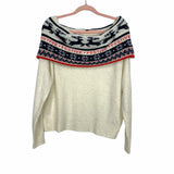 H&M Cream Reindeer Festive Print Off the Shoulder Sweater NWT- Size S
