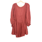 Free People Maeve Low Back Key Hole Smocked Sleeve Dress- Size L