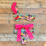 Mojito Cityscape with One Shoulder Polka Dot Ruffles Padded Bikini Top- Size S (we have matching bottoms)