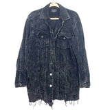 Vici Black Corduroy Button Up Distressed Hem Jacket- Size L