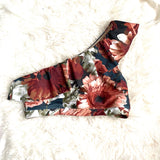 Albion Floral One Shoulder Ruffle Bikini Top- Size L (TOP ONLY)