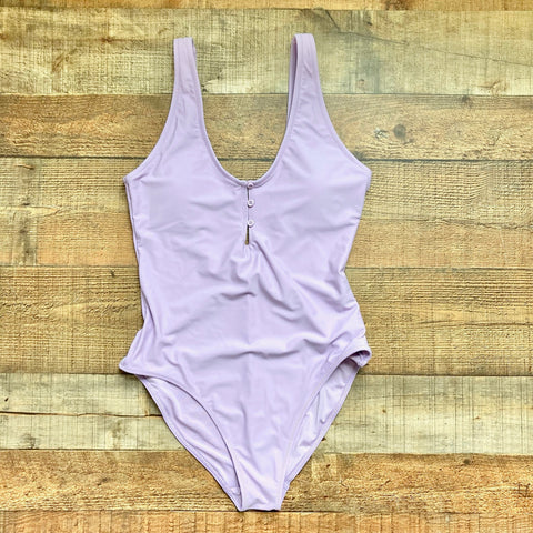 Aerie Lilac Three Button Front Padded One Piece- Size L