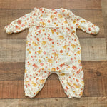 Angel Dear Mustard and Brick Floral  Jumpsuit- Size 0-3M