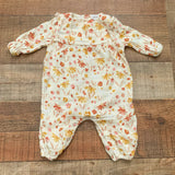 Angel Dear Mustard and Brick Floral  Jumpsuit- Size 0-3M