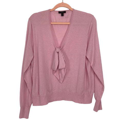 J.Crew Soft Pink Merino Wool Scoop Neck with Tie Long Sleeve Top- Size XL