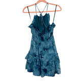 Majorelle Blue Tie Dye Halter with Draw String Waist Dress- Size S