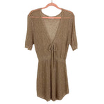 Ashlee by Amaryllis Light Brown Crochet Open Knit Coverup- Size XL/1X