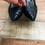 Prada Black Embroidered Pointy Toe Pumps- Size 39 (US 9)