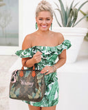 L’atiste Palm Print Off The Shoulder Dress NWT- Size M