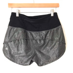 Lululemon Black and Silver Speed Shorts- Size 4