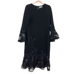 Rickie Freeman Teri Jon Black Tulle Bell Sleeves and Hem Dress- Size 12