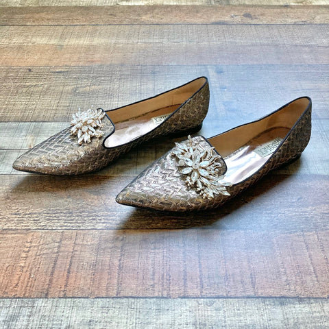 Badgley Mischka Gold Leather Mandy Loafers- Size 8.5 (sold out online)