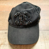 No Brand Black Beaded Chanel Emblem Distressed Baseball Cap (see notes)