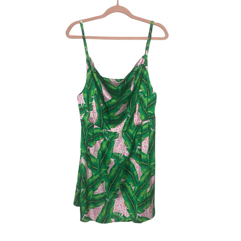 Groupie Pajamas Green/Pink Tropical Slip Dress Pajamas NWT- Size XL