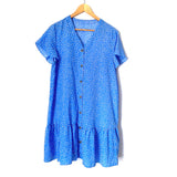 No Brand Blue and White Rain Drop Print Button Up Dress- Size 1L