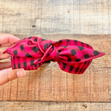 No Brand Red/Black Gingham Tie Top Headband