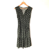 LOFT Olive Pattern Drawstring Waist Dress- Size S