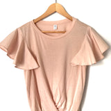 BP. Blush Twist Front Ruffle Sleeve Short Sleeve Top- Size S