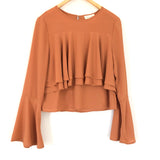 Vestique Front Ruffle Bell Sleeve Top- Size S