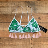 Stylish Swimwear Palm Print Tassel Trim Bikini Set NWT- Size M (sold as set)