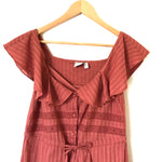 ASOS Rust Crochet Button Up Dress with Drawstring Waist- Size 0