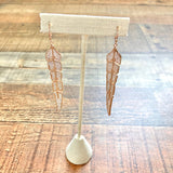 Melinda Maria Rose Gold CZ Leaf Drop Earrings