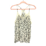 Macaron Cream/Black Dot Lace Tank Top- Size S