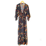 Vici Floral Plunge Neckline with Adjustable Tie Front Dress- Size L