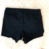 JustUSA Black Distressed Button Up Denim Shorts- Size S