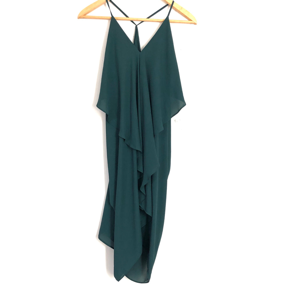 Olivaceous Hunter Green Ruffle Front Dress- Size S The Saved Collection Olivaceous Hunter Green Ruffle Front Dress- Size S The Saved Collection