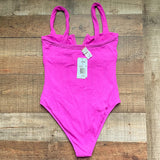 L*Space Pink Wired V Ribbed One Piece NWT- Size 8