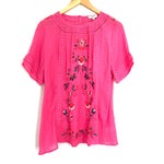 Umgee Pink Embroidered Fiesta Blouse- Size S