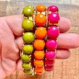 No Brand Fuchsia and Olive and Orange and Gold Set of Three Bracelets